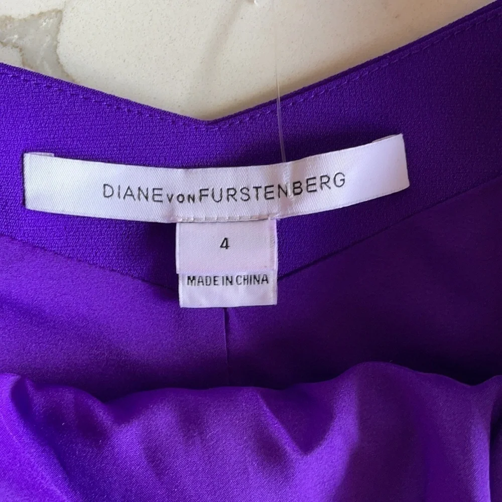 Diane Von Furstenberg Corinne purple full zipper shoulder cutout dress - Picture 8 of 9